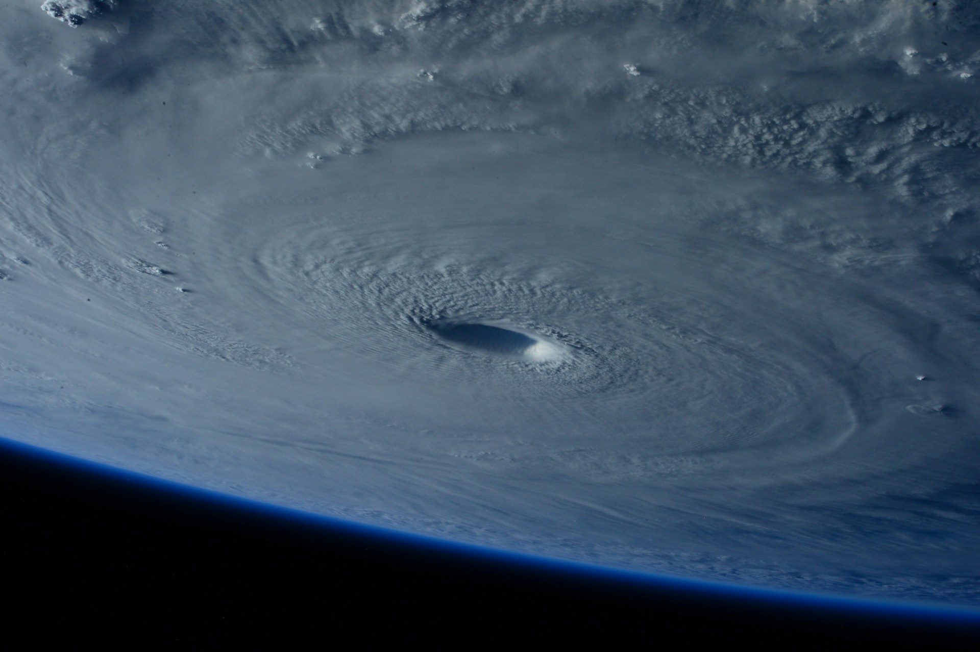 Aerial satellite view of a powerful hurricane over the Atlantic — representing DryMetrics' catastrophe cleanup and storm damage response in Central Florida